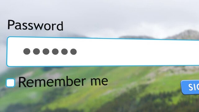 A user inputs their password into a form box in a web browser to access a website. The process involves typing and submitting their credentials.
