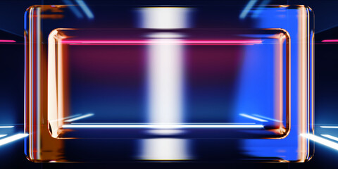 Cyber elements closeup made of dispersion glass and liquid acrylic vibrant glow on black backdrop cinematic tech background design cover art music visuals 3d rendering © IM_VISUALS