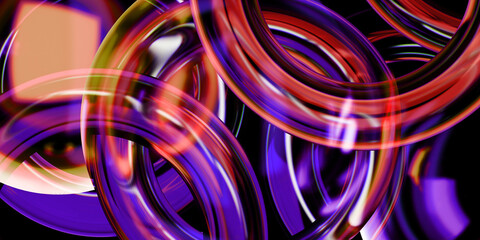 Cyber elements closeup made of dispersion glass and liquid acrylic vibrant glow on black backdrop cinematic tech background design cover art music visuals 3d rendering © IM_VISUALS