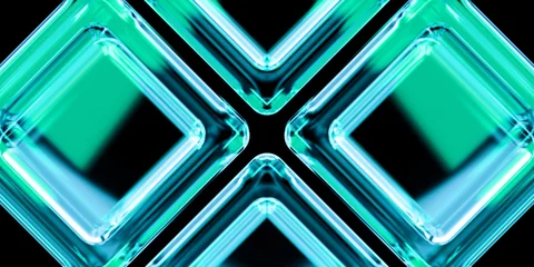 Cyber elements closeup made of dispersion glass and liquid acrylic vibrant glow on black backdrop cinematic tech background design cover art music visuals 3d rendering © IM_VISUALS