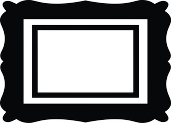 Ornate black frame with white inner border and empty rectangular space viewed straight on
