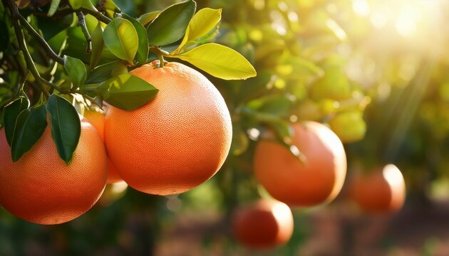 ripe grapefruit on a tree before harvest