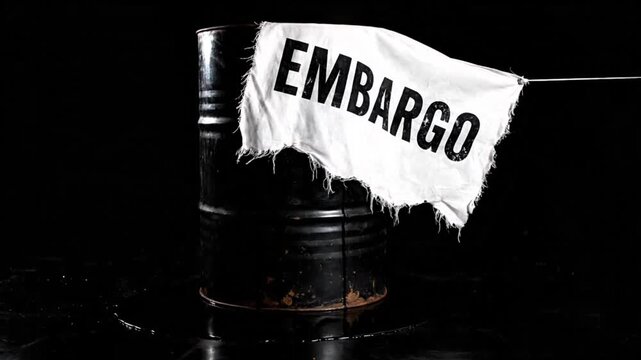 Video, illustration of trade embargo on petroleum, crude oil, industry 