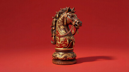 Fototapeta premium Auspicious Fire Horse: Lunar New Year Gold and Traditions Collection