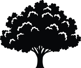 Silhouette tree illustration with dense foliage and branches in a graphic design concept ifgn5edz0mjm1ugmtiwnhfwlwygo00somrtntig eps style