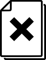 Obraz premium Document rejection icon featuring cross mark symbol for error cancel and forbidden invalid status – Black and White Vector Illustration