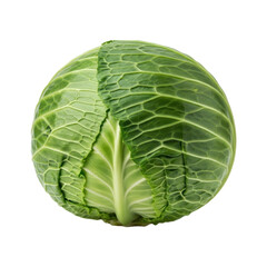 Fototapeta premium A vibrant emerald green cabbage with crisp leaves, isolated on a transparent background with subtle shadow, photorealistic, macro lens, high-key studio light, healthy food concept