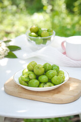Fresh Green Plums from Guangxi - Crisp Pai Plums on Wooden Board