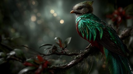 Obraz premium Quetzal bird in cloud forest nature