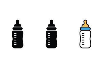Black Baby Bottle Icon Simple Line Art