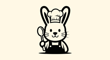 Fototapeta premium Chef rabbit with spoon illustration