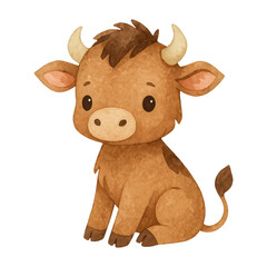 PNG Cute cartoon baby cow illustration.