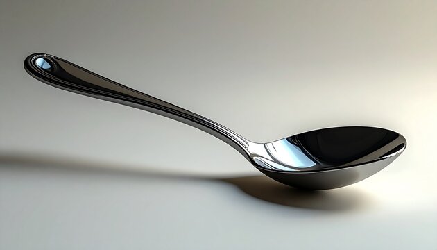 Stainless Steel Serving Spoon on White Background.