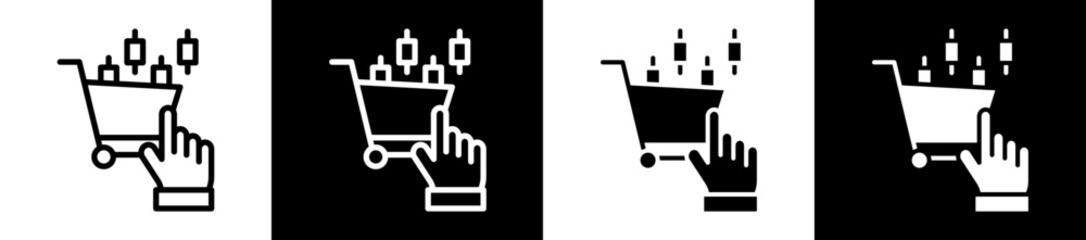 Buying Signal Icon Set In Black And White Filled Style Collection 
