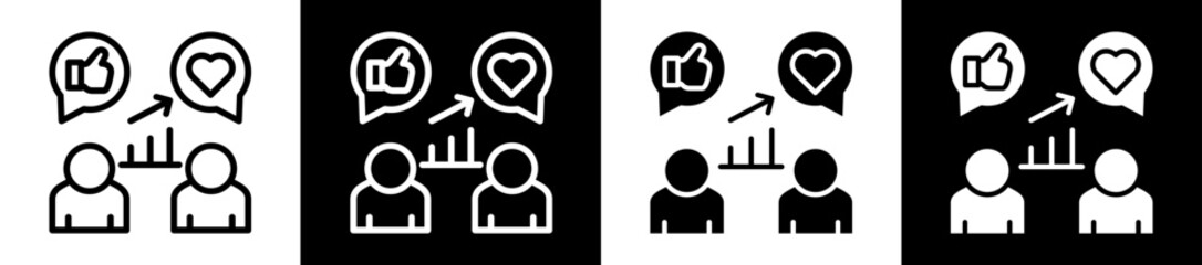 Engagement Metric Icon Set In Black And White Filled Style Collection 