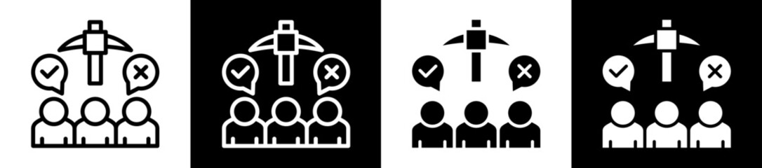 Opinion Mining Icon Set In Black And White Filled Style Collection 