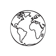 Handdrawn minimalist globe outline illustration for world concepts