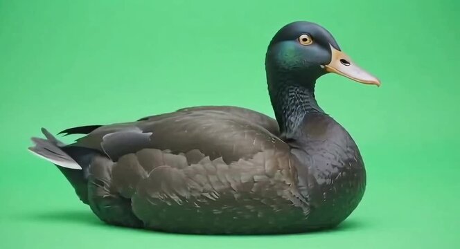 Duck against green-screen background.4k video.