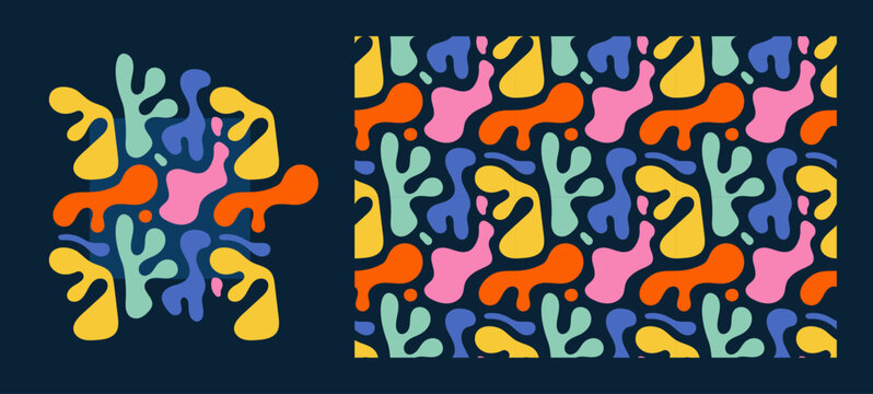 Colorful organic blob seamless pattern background