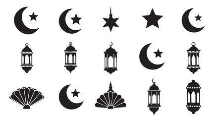Islamic and ramadan religious symbols and decorations collection