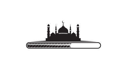 Islamic mosque silhouette with loading bar isolated illustration
