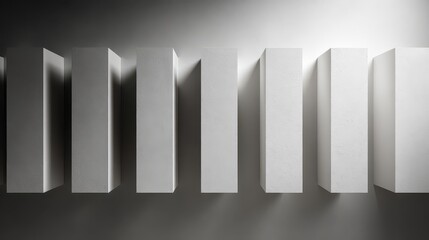 Minimalist Light and Shadow on Geometric White Forms in Studio