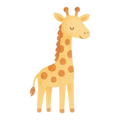 Obraz premium PNG Cute giraffe cartoon illustration.
