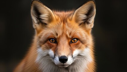 Fototapeta premium A close-up portrait of a red fox with a dark background