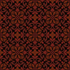 Fototapeta premium red and black damask seamless pattern featuring damask shapes and subtle damask floral textures for wallpaper, Fabric, Branding, Packaging, Invitations, Wedding, elegant damask pattern background 
