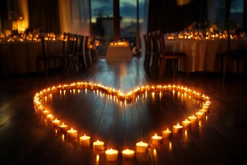 romantic heart shaped candle path leading forward
