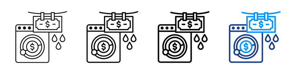 Money Laundering Icon Different Style Outline Collection Set.