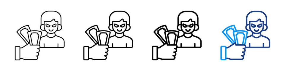 Cash Bribe Icon Different Style Outline Collection Set.