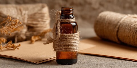 Rustic Bottle with Twine and Flowers