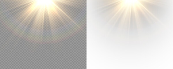 Sunshine light effect with smooth gradient glow and atmospheric brightness in PNG format. PNG sunlight. © Ihor Nemynushchyi