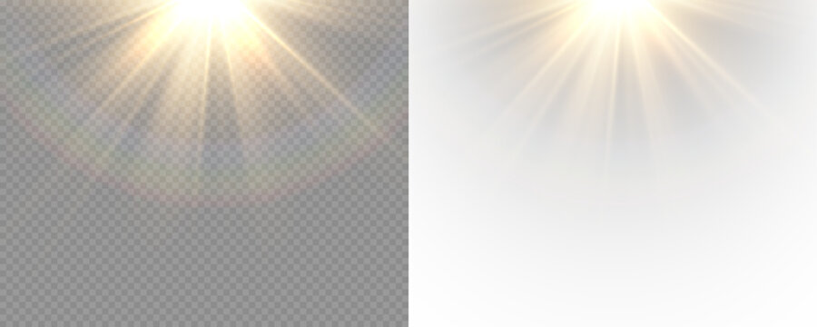 Sunshine light effect with smooth gradient glow and atmospheric brightness in PNG format. PNG sunlight.