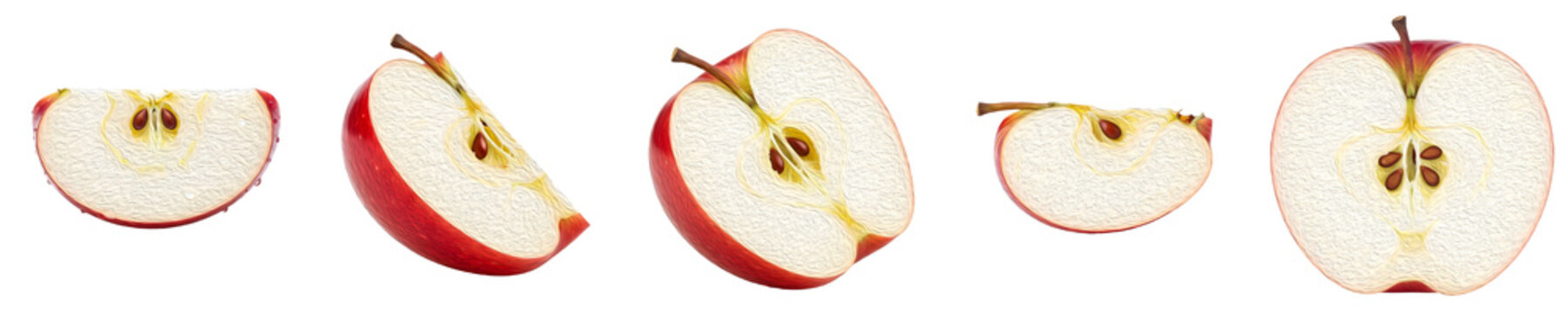 a set collection of the apple slice isolated on white background PNG file,,.