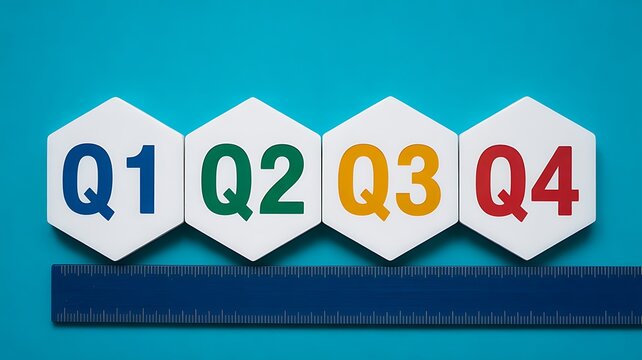 Business quarterly planning concept with q1 q2 q3 q4 blocks
