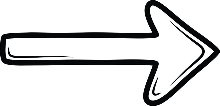 A black and white illustration of a right pointing arrow
