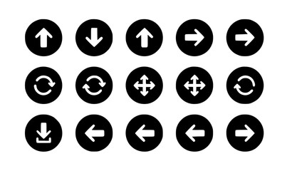 16 arrow navigation icons white arrows on colored circle buttons flat long shadow vector set