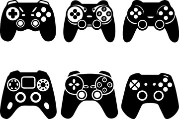 Fototapeta premium set of video game controller silhouette vector illustration isolated on white background