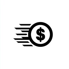Fototapeta premium Fast dollar symbol icon, money flying with speed lines, financial concept