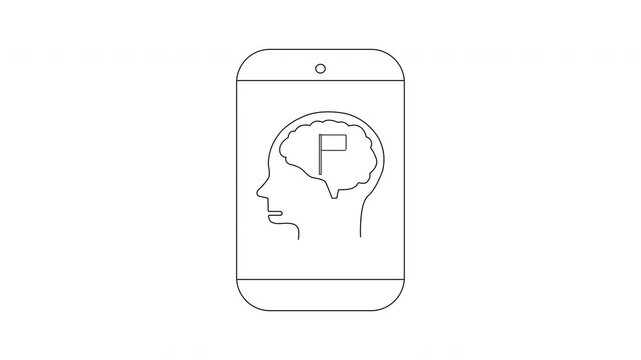 Phone App Icon with Brain and Flag Concept.