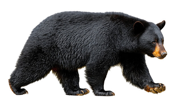 Black Bear's Stroll: Witness the quiet strength of a magnificent black bear as it moves gracefully. A symbol of resilience in its habitat.