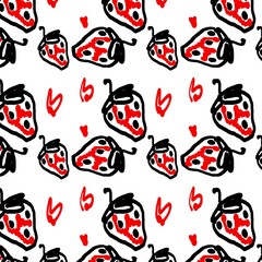 Sweet Strawberry Doodle Repeat Pattern