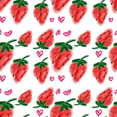 Cute Strawberry Seamless Pattern Illustration