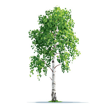 2D flat vector graphic of a Birch Tree in icon style, isolated on white background