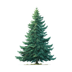 Fototapeta premium Flat 2D Fir Tree vector illustration, icon graphic on white background