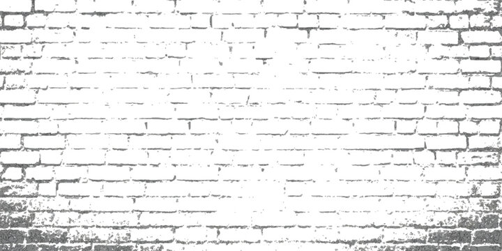 A high-contrast, distressed brick wall texture in black and white with fading details