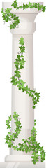 Fototapeta premium Ancient roman pillar with climbing liana. Realistic column