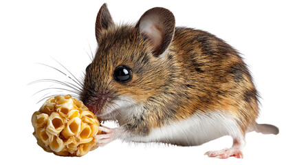 Snack Time for a Playful Mouse: A charming mouse savors a bite of a delicious treat, its whiskers twitching with delight. The scene is one of pure joy and contentment.